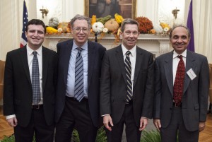Journal of Law and Liberty Editor-in-Chief Adam Shamah, Professor Richard Epstein, Judge Jeffrey Sutton, and Professor Mario Rizzo